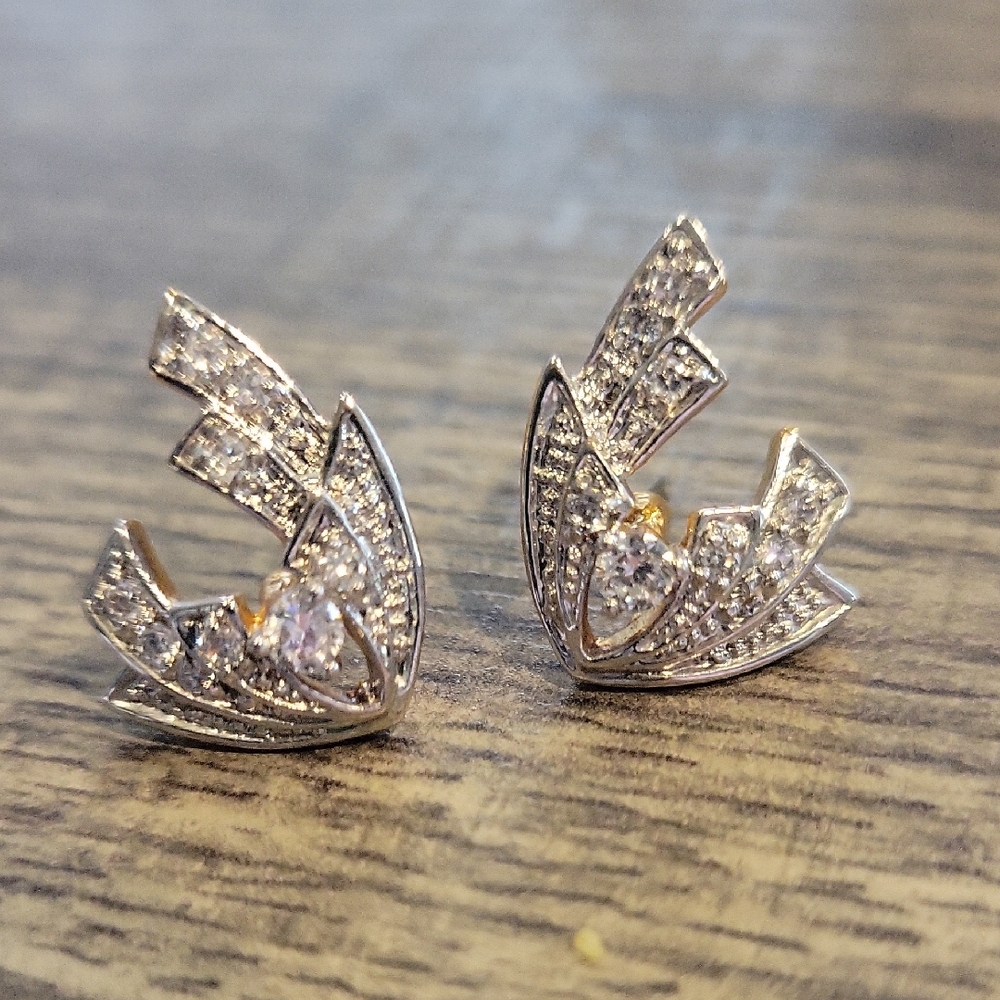 Elegant Silver & Gold Plated Jaqueline Bouvier Kennedy Earrings EUC